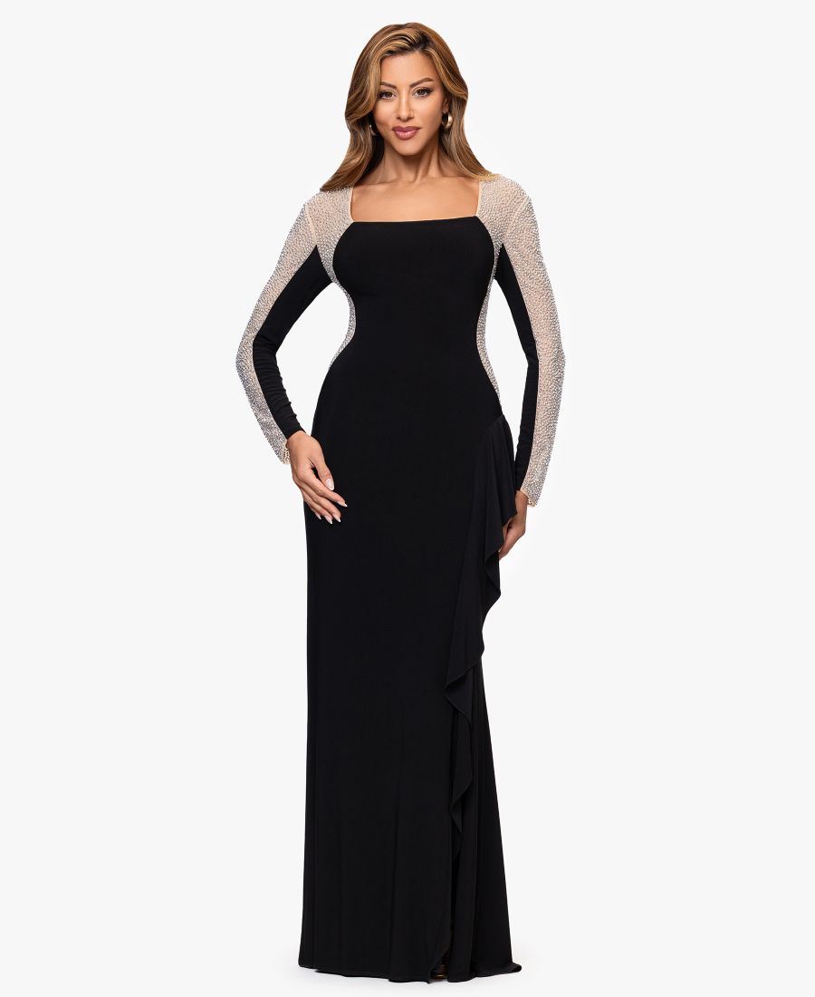 Женское длинное платье с квадратным вырезом XSCAPE, Black Nude Silver
Женское длинное платье с квадратным вырезом XSCAPE, Black Nude Silver