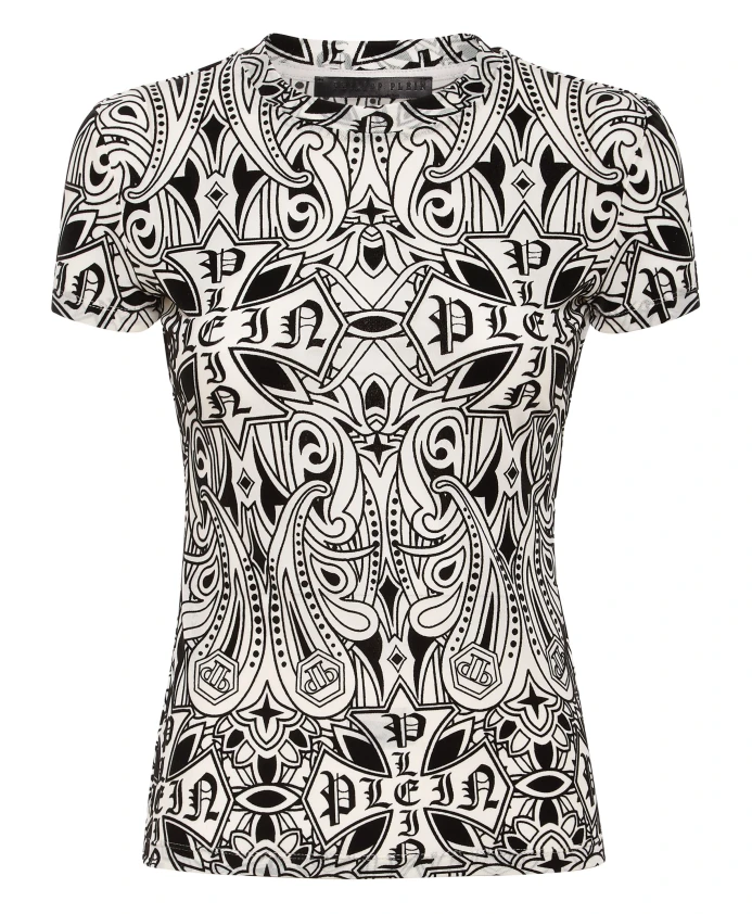 Футболка из тюля, прямого кроя, готический стиль, плен Philipp Plein, черный
Футболка из тюля, прямого кроя, готический стиль, плен Philipp Plein, черный