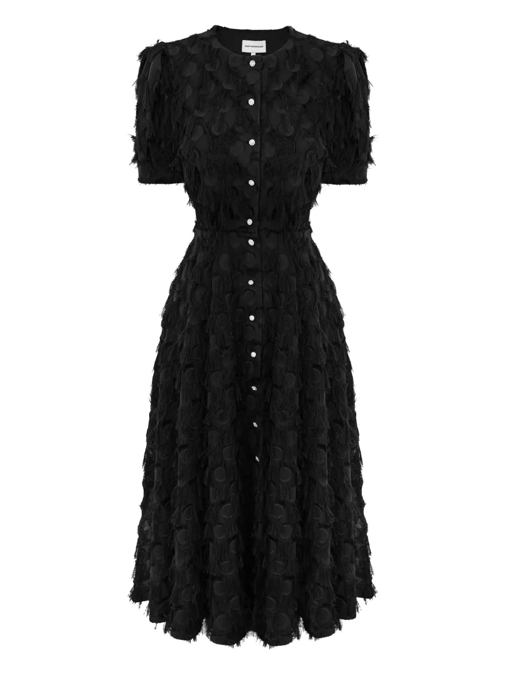 Платье миди с объемными рукавами и бахромой Post Meridiem, черный
Платье миди с объемными рукавами и бахромой Post Meridiem, черный