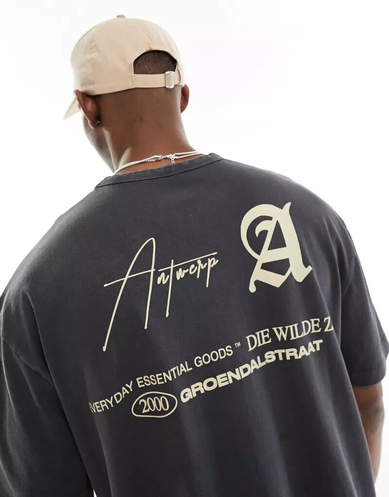 Черная футболка оверсайз из плотной ткани ASOS 
Черная футболка оверсайз из плотной ткани ASOS