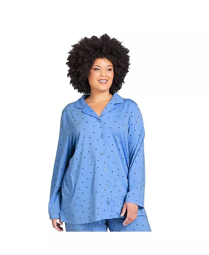 Топ больших размеров на пуговицах со звездами для сна AVENUE, синий
Топ больших размеров на пуговицах со звездами для сна AVENUE, синий