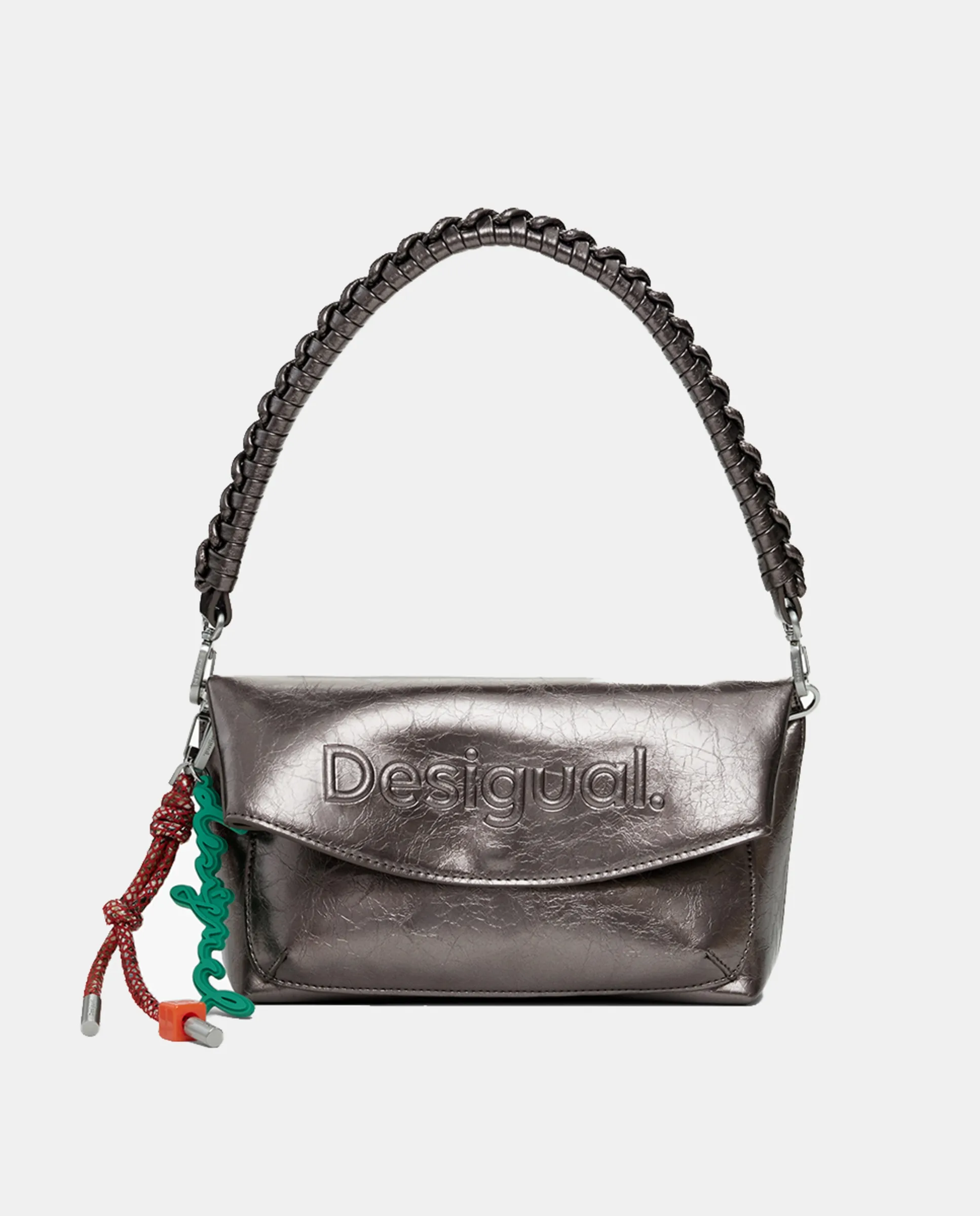 Сумка с 3D логотипом и металлизированным клапаном среднего размера Desigual, серебряный
Сумка с 3D логотипом и металлизированным клапаном среднего размера Desigual, серебряный