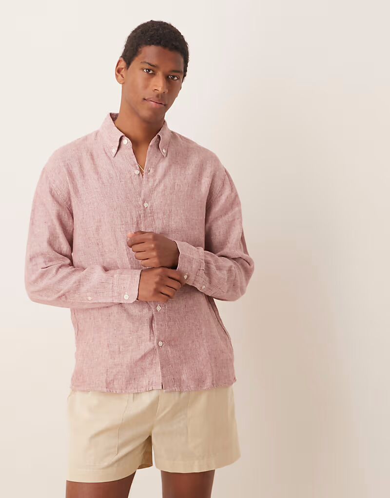 Текстурированная льняная рубашка Abercrombie & Fitch розового цвета
Текстурированная льняная рубашка Abercrombie & Fitch розового цвета