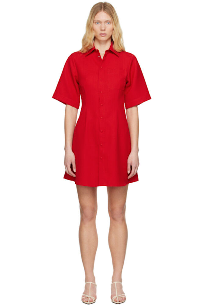 Красная шерстяная рубашка с коротким рукавом, мини-платье AMI Paris
Красная шерстяная рубашка с коротким рукавом, мини-платье AMI Paris
