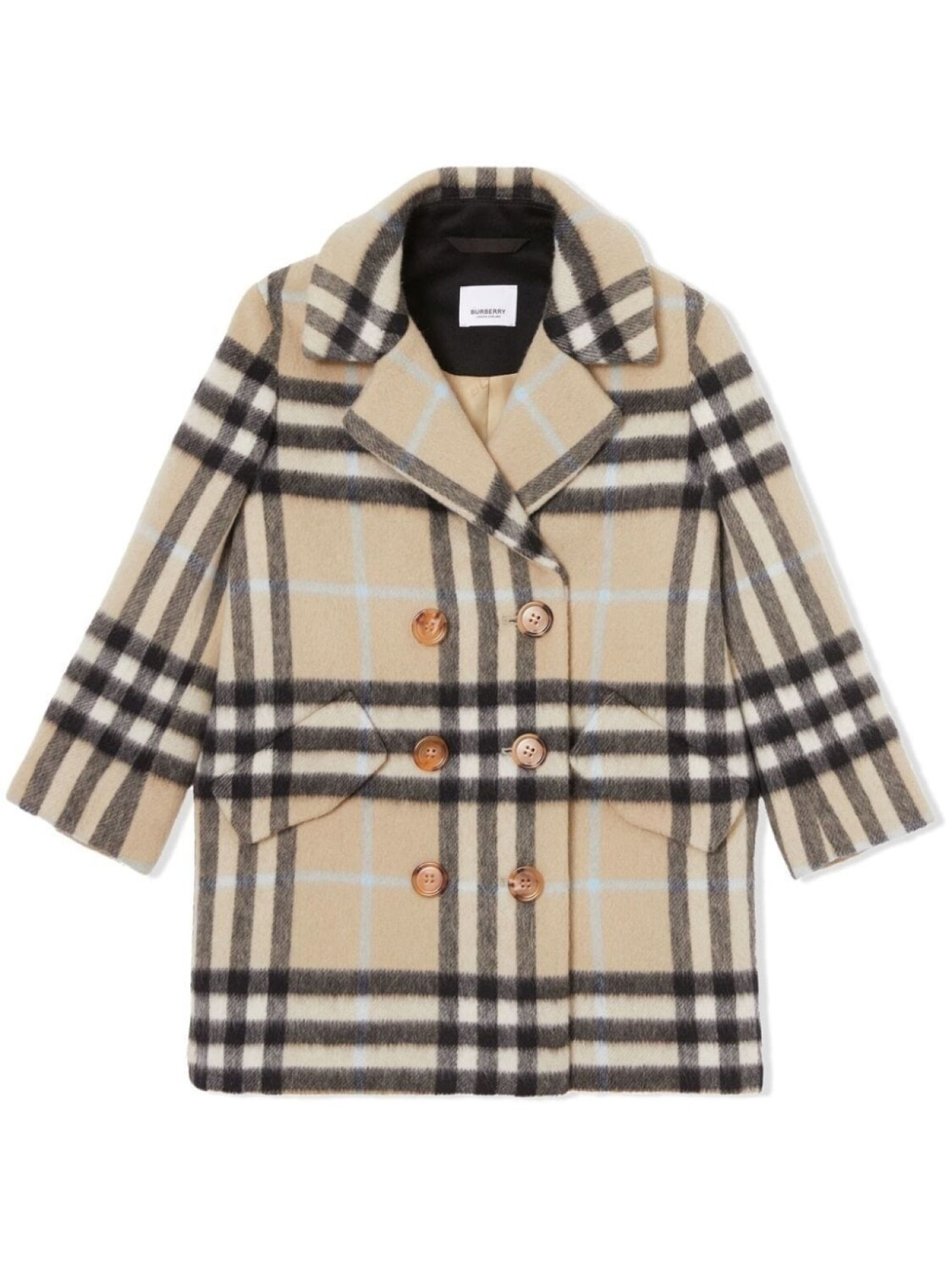 Burberry Kids клетчатое пальто строгого кроя, нейтральный цвет 
Burberry Kids клетчатое пальто строгого кроя, нейтральный цвет