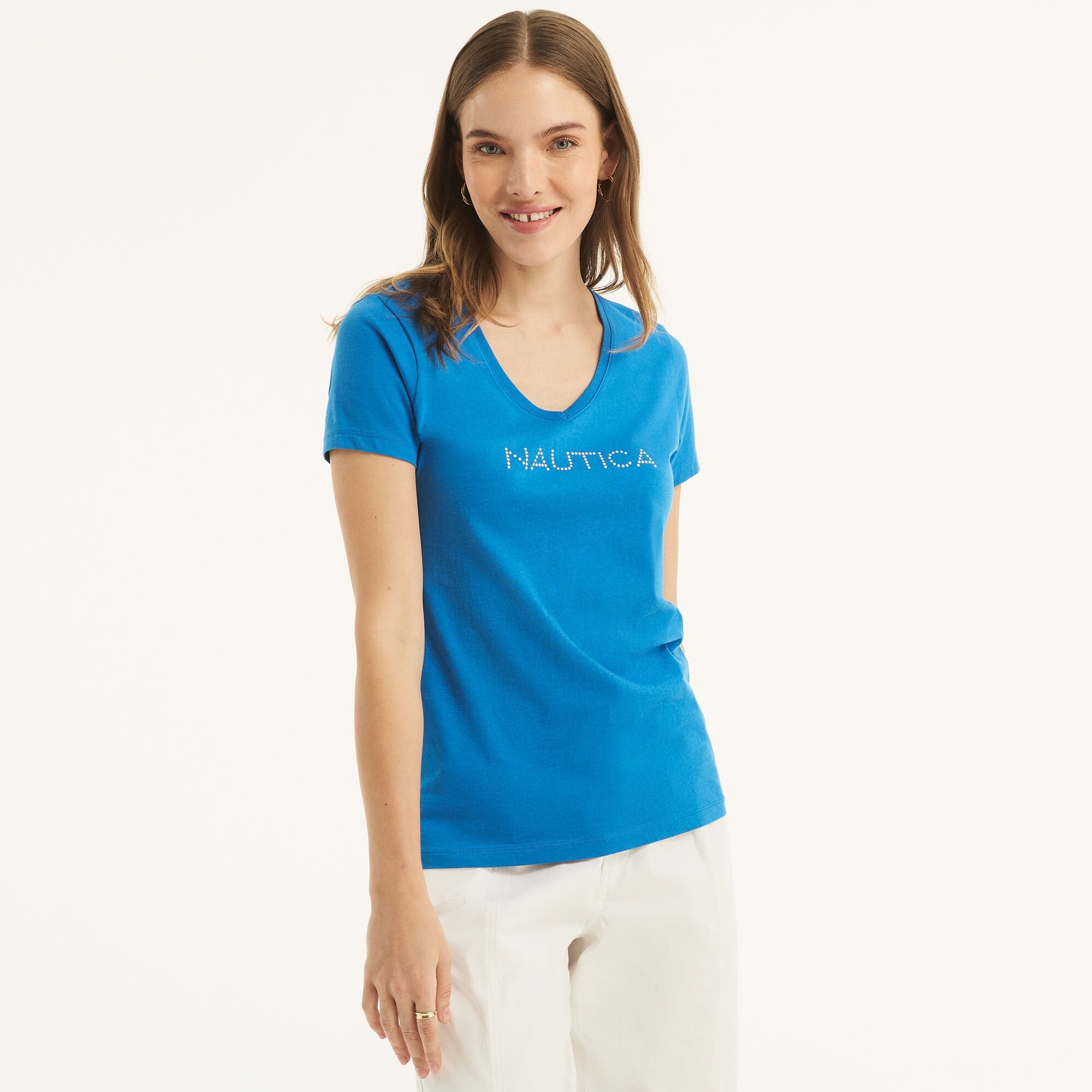 Женская футболка Nautica с V-образным вырезом, цвет spinner blue
Женская футболка Nautica с V-образным вырезом, цвет spinner blue