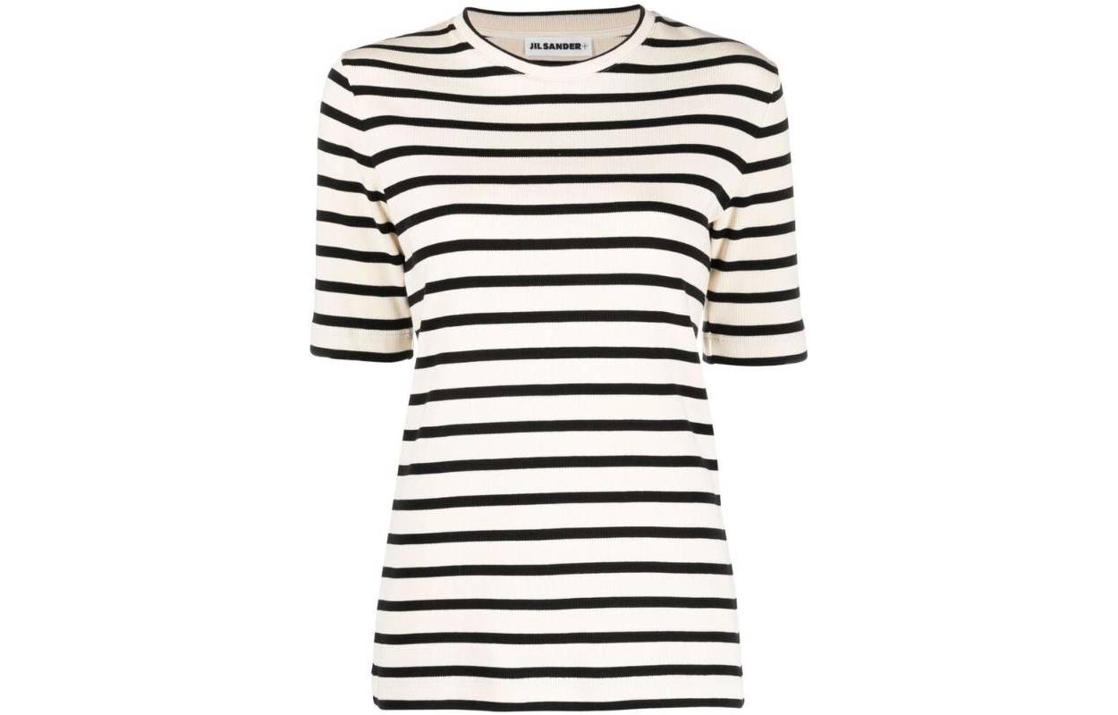 Полосатая хлопковая футболка JIL SANDER, белая
Полосатая хлопковая футболка JIL SANDER, белая