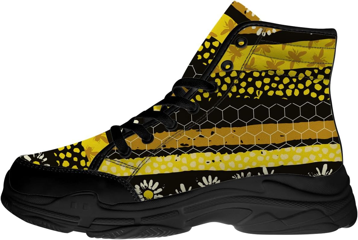 Кроссовки Quorax Bee для женщин и мужчин, высокие, на шнуровке, из текстиля, подарки для нее и для него, черный/желтый
Кроссовки Quorax Bee для женщин и мужчин, высокие, на шнуровке, из текстиля, подарки для нее и для него, черный/желтый