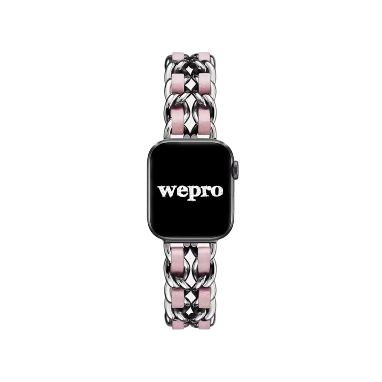 Wepro Часы Strap Apple Compatibility Metal 49mm, Silver+Pink Leather 
Wepro Часы Strap Apple Compatibility Metal 49mm, Silver+Pink Leather