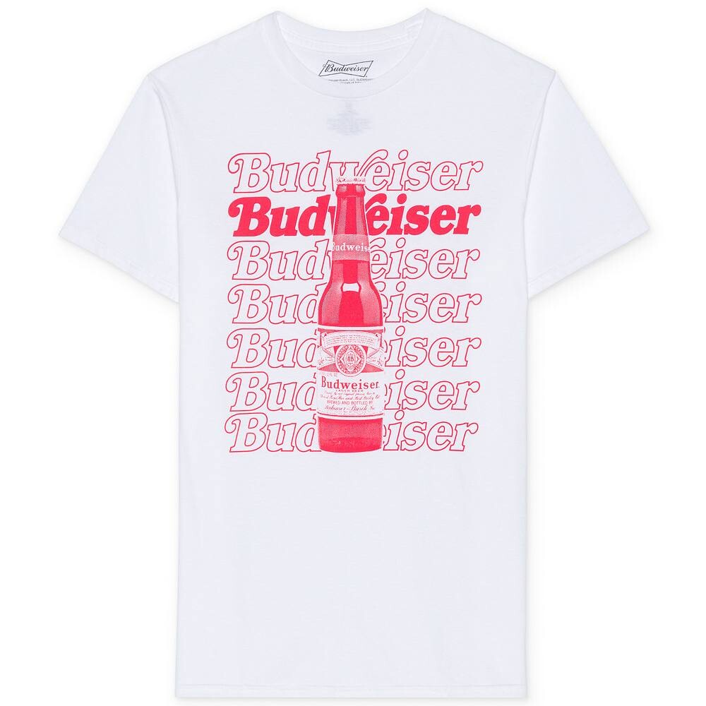 Мужская футболка Budweiser с бутылкой и повторяющимся логотипом Licensed Character, белый
Мужская футболка Budweiser с бутылкой и повторяющимся логотипом Licensed Character, белый
