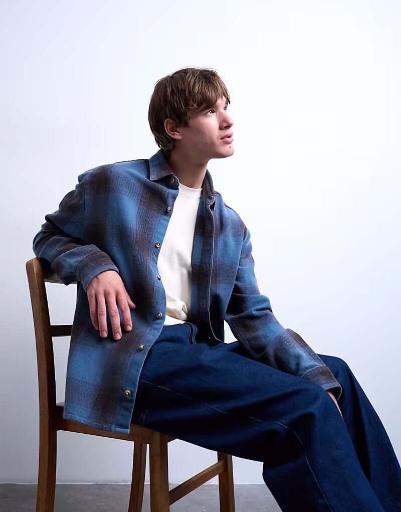 Рубашка свободного кроя в синюю клетку Topman
Рубашка свободного кроя в синюю клетку Topman