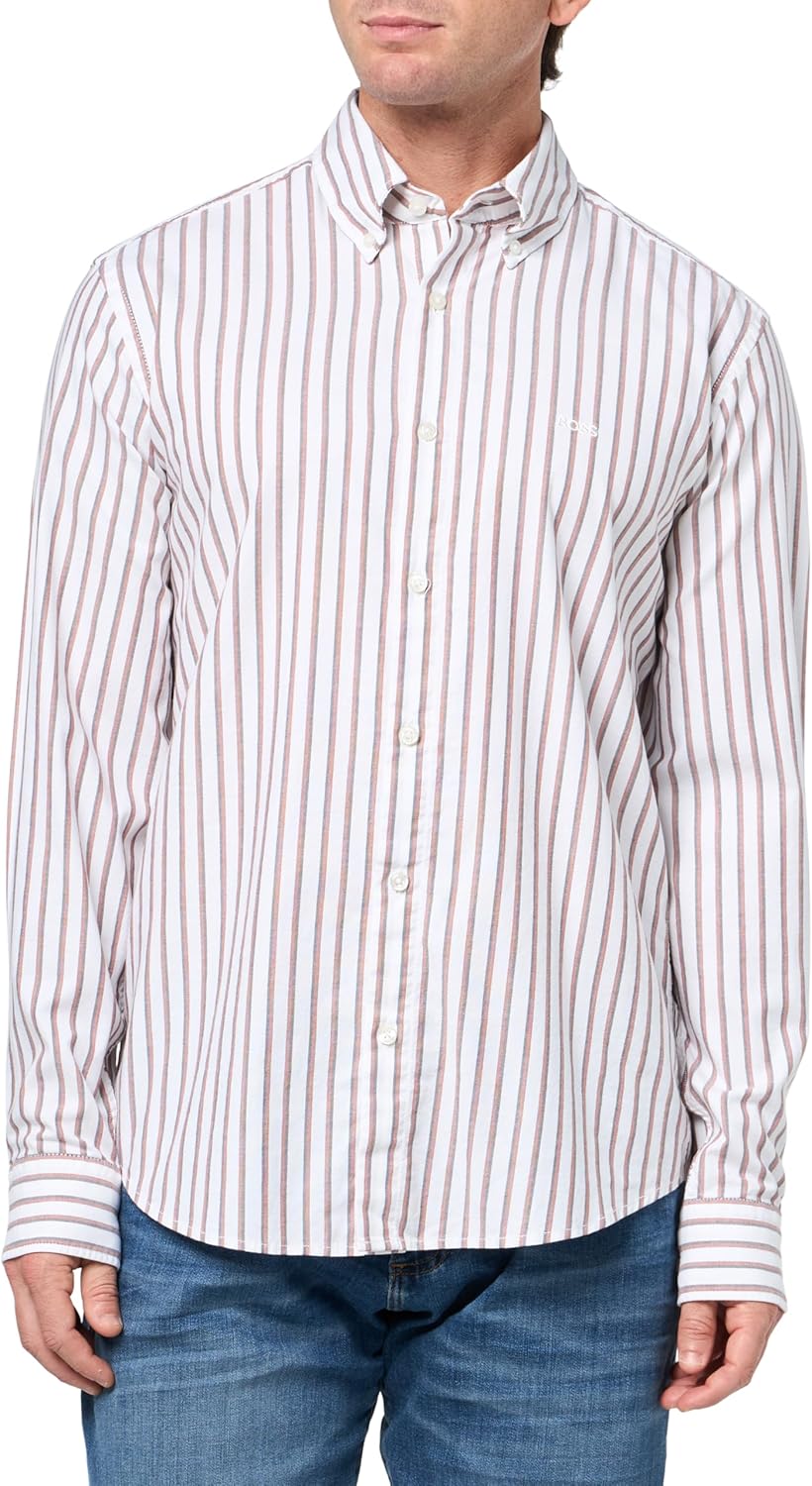 Рубашка мужская в полоску Oxford Button Down BOSS, White Gloss
Рубашка мужская в полоску Oxford Button Down BOSS, White Gloss