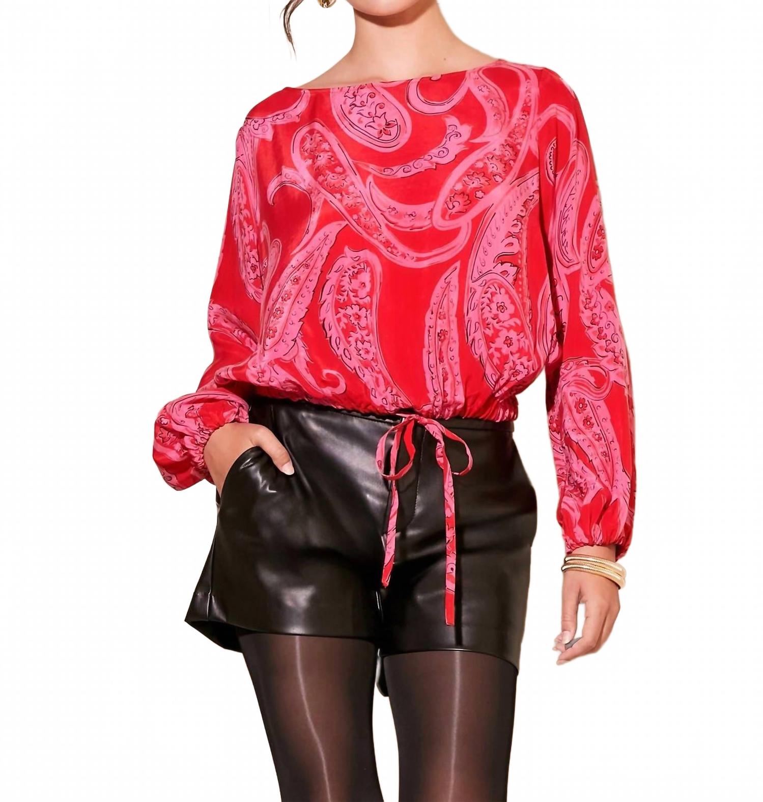 Топ Claudine с завязкой на талии и узором пейсли в красном цвете Fifteen Twenty 
Топ Claudine с завязкой на талии и узором пейсли в красном цвете Fifteen Twenty