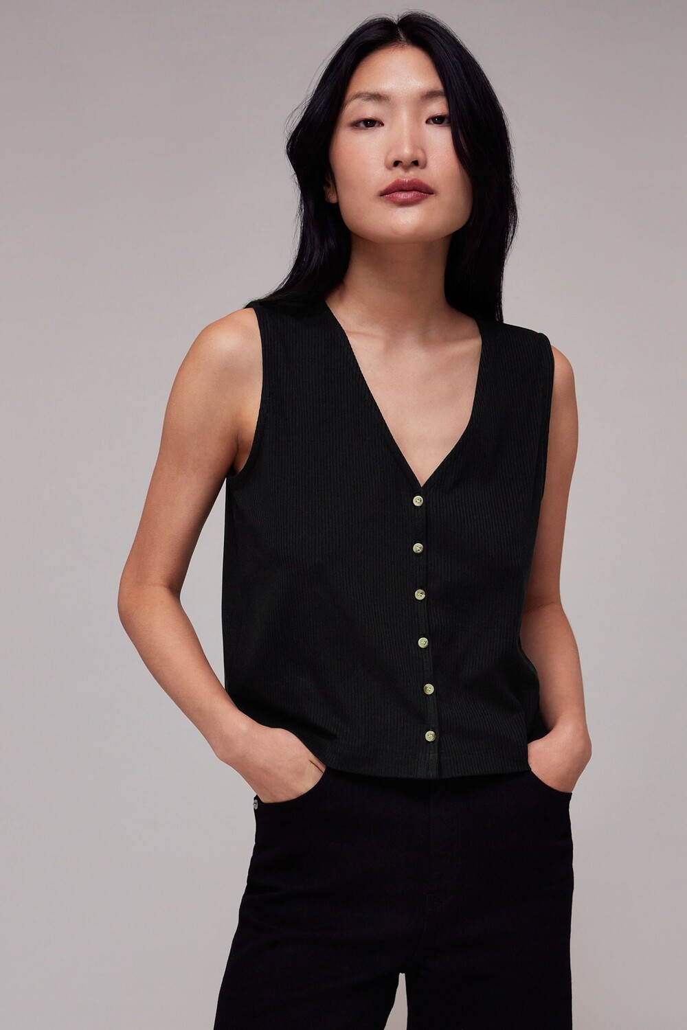 Футболка в рубчик с пуговицами спереди Whistles, черный
Футболка в рубчик с пуговицами спереди Whistles, черный