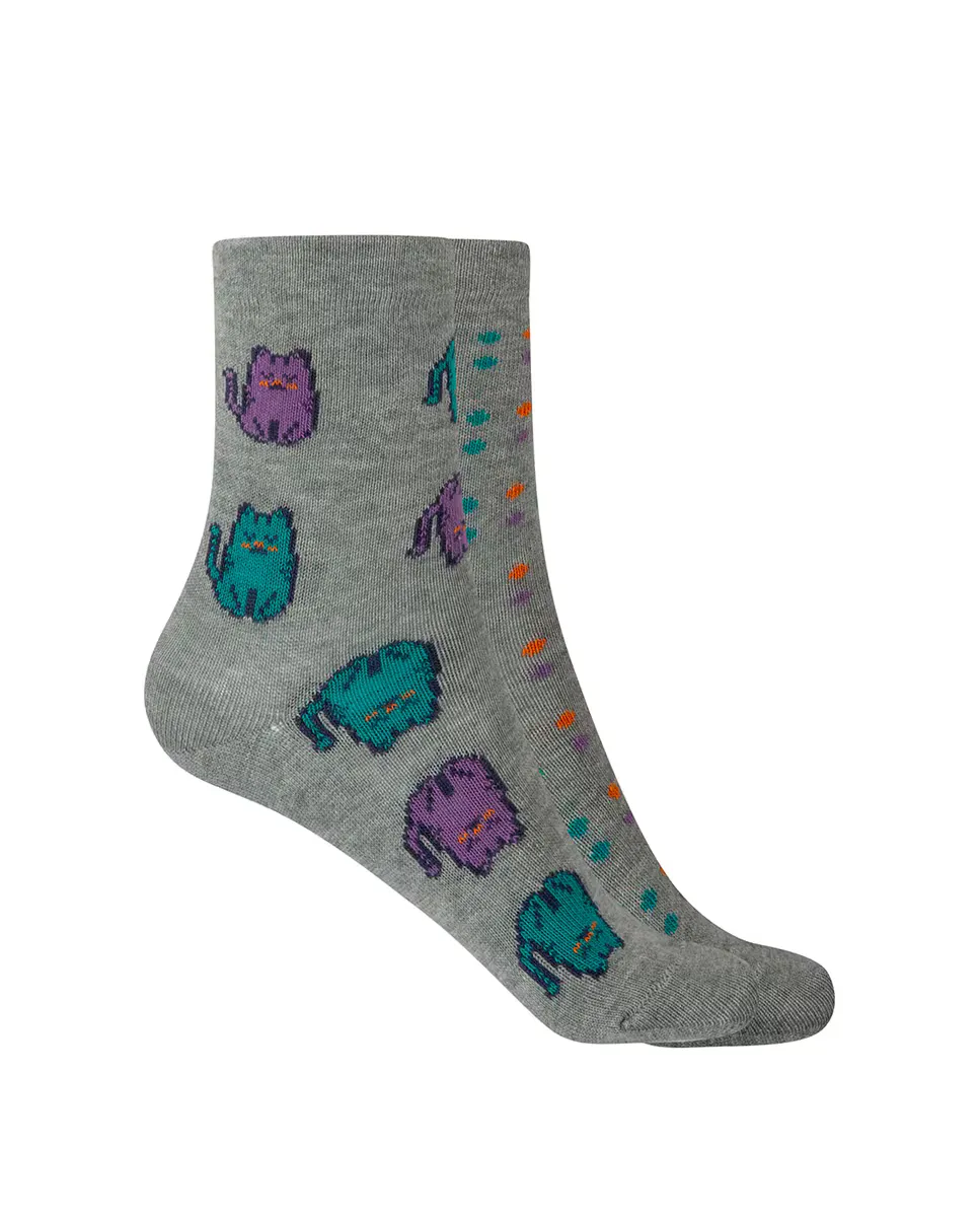 Набор из 2 пар хлопковых носков для девочек с котиками и горошком Punto Blanco, серый
Набор из 2 пар хлопковых носков для девочек с котиками и горошком Punto Blanco, серый