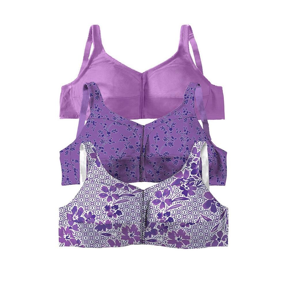 Женский комплект из 3 хлопковых бюстгальтеров с застежкой спереди Comfort Choice больших размеров без косточек, цвет Amethyst Purple
Женский комплект из 3 хлопковых бюстгальтеров с застежкой спереди Comfort Choice больших размеров без косточек, цвет Amethyst Purple