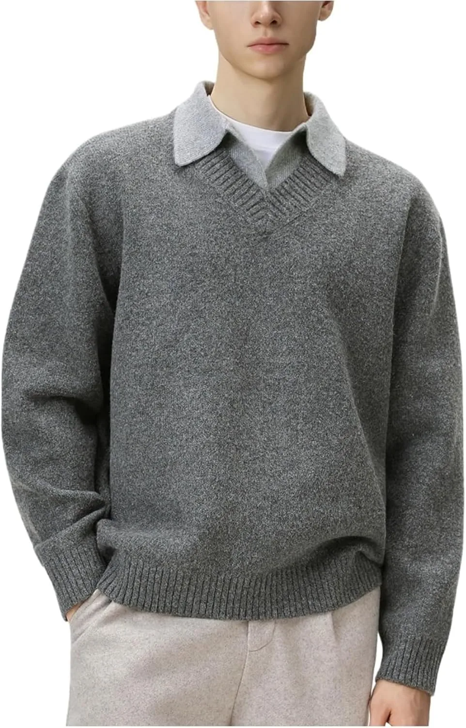 Мужской свитер с V-образным вырезом, мягкий, с длинными рукавами
Мужской свитер с V-образным вырезом, мягкий, с длинными рукавами