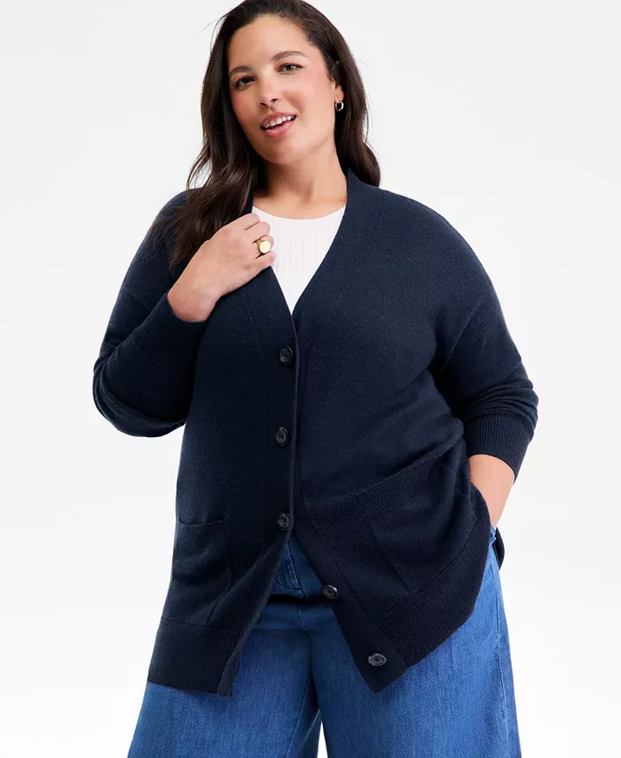 Кардиган больших размеров из 100% кашемира на пуговицах спереди Charter Club, синий
Кардиган больших размеров из 100% кашемира на пуговицах спереди Charter Club, синий