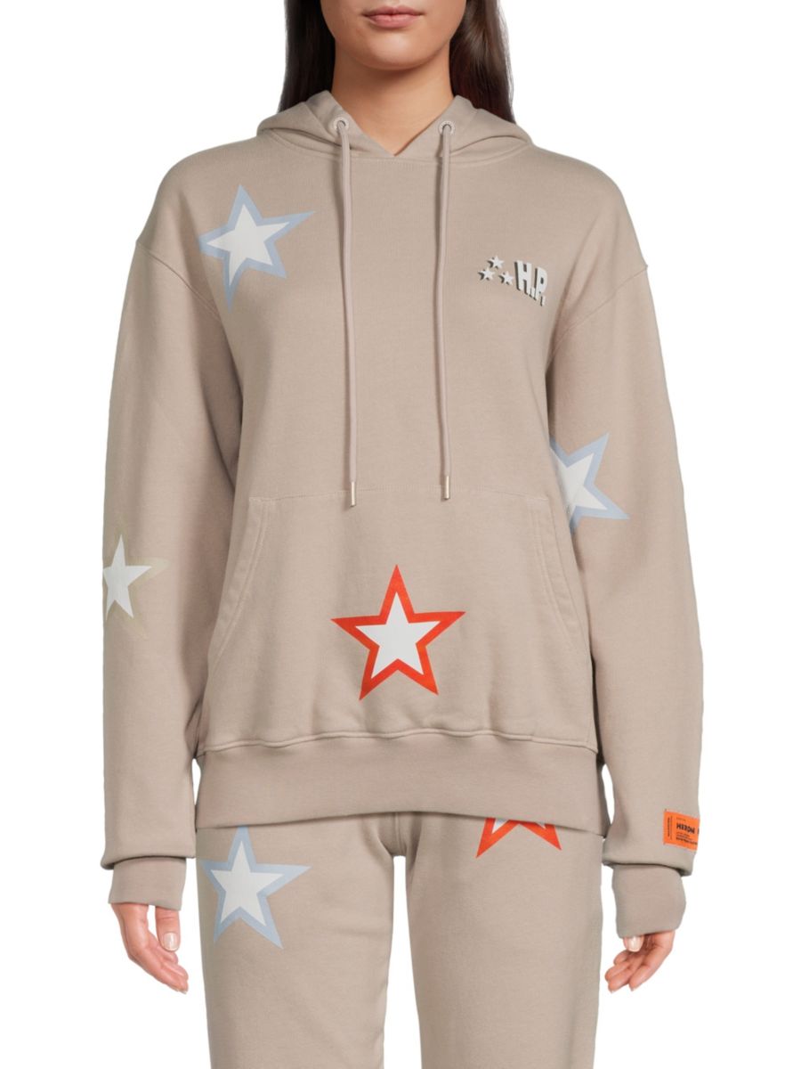 Толстовка со звездным принтом и открытыми плечами Heron Preston, серый 
Толстовка со звездным принтом и открытыми плечами Heron Preston, серый