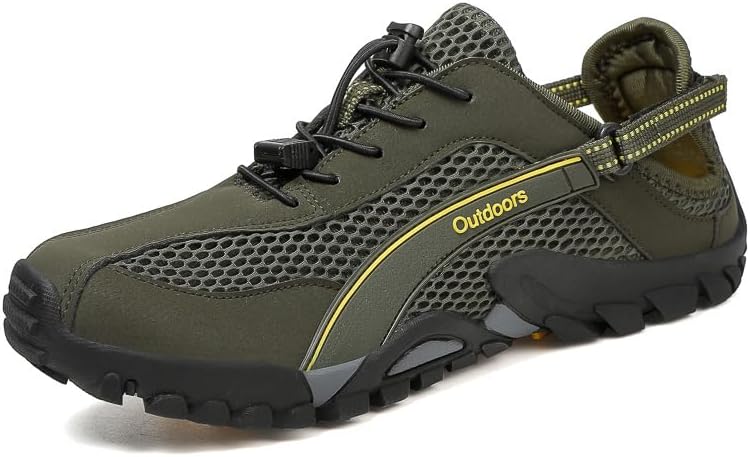 Мужские водонепроницаемые кроссовки для походов, для прогулок по тропам и речного туризма, быстро сохнущие амфибийные обувь для рыбалки, пляжа, плавания и повседневной носки Qacksv, зеленый
Мужские водонепроницаемые кроссовки для походов, для прогулок по тропам и речного туризма, быстро сохнущие амфибийные обувь для рыбалки, пляжа, плавания и повседневной носки Qacksv, зеленый