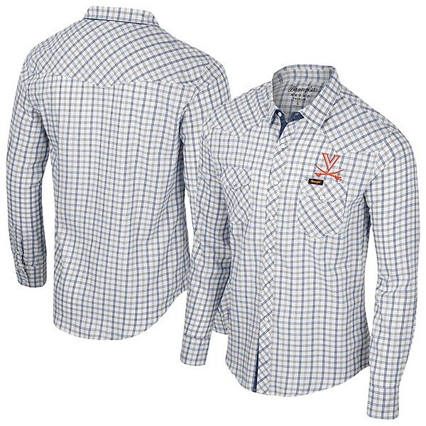 Мужская белая рубашка Virginia Cavaliers в клетку с длинными рукавами на пуговицах Colosseum X Wrangler
Мужская белая рубашка Virginia Cavaliers в клетку с длинными рукавами на пуговицах Colosseum X Wrangler