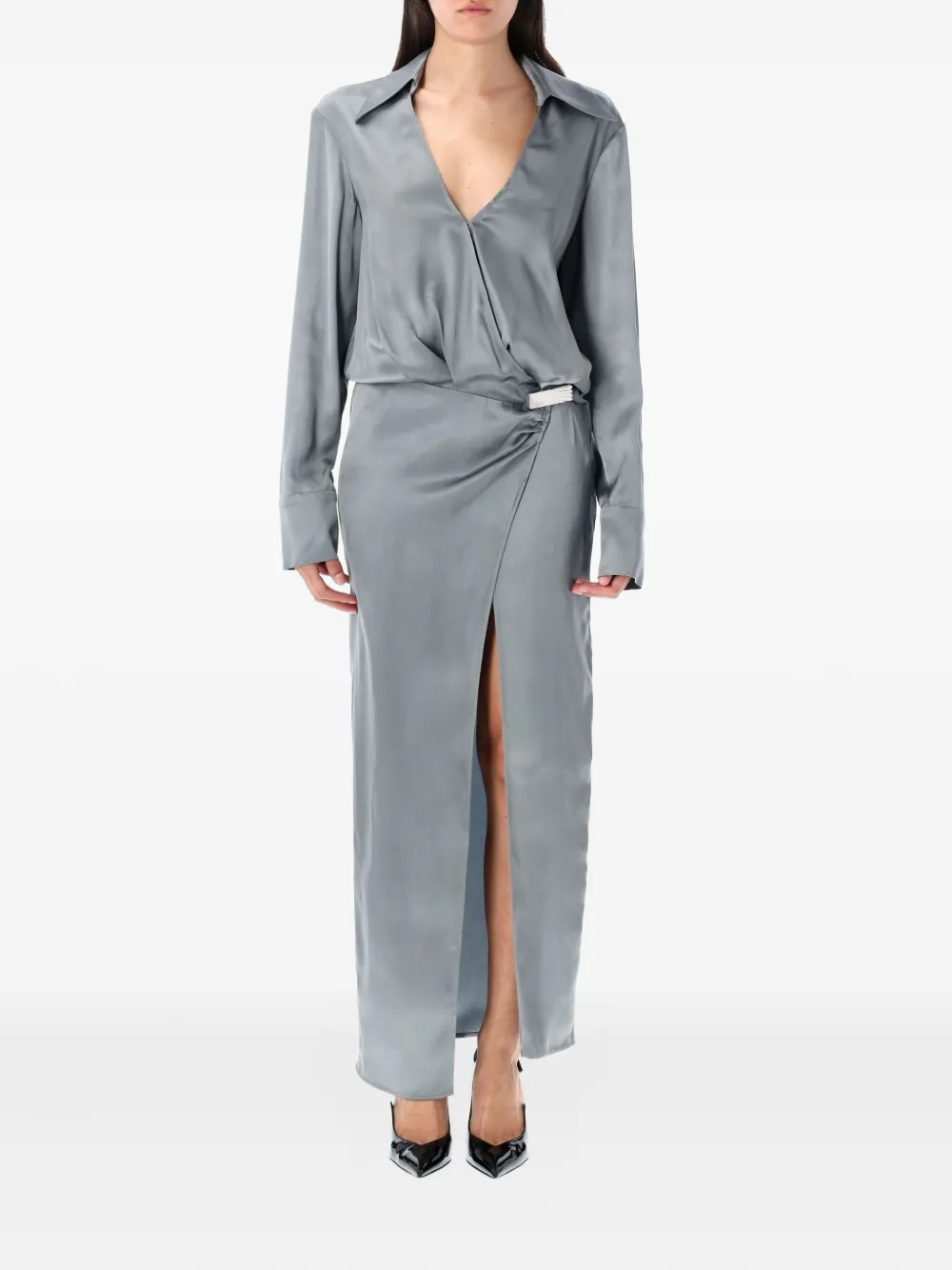 Атласное платье с запахом The Attico, синий
Атласное платье с запахом The Attico, синий