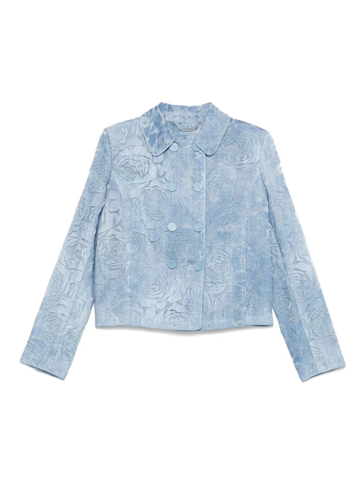 Двубортный пиджак с эффектом деворе Ermanno Scervino, синий
Двубортный пиджак с эффектом деворе Ermanno Scervino, синий