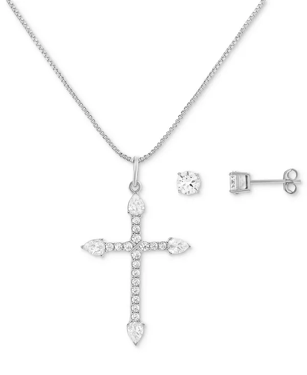 Ожерелье с подвеской в виде креста из кубического циркония и серьги-гвоздики из стерлингового серебра, эксклюзивно в Macy's Giani Bernini, silver
Ожерелье с подвеской в виде креста из кубического циркония и серьги-гвоздики из стерлингового серебра, эксклюзивно в Macy's Giani Bernini, silver
