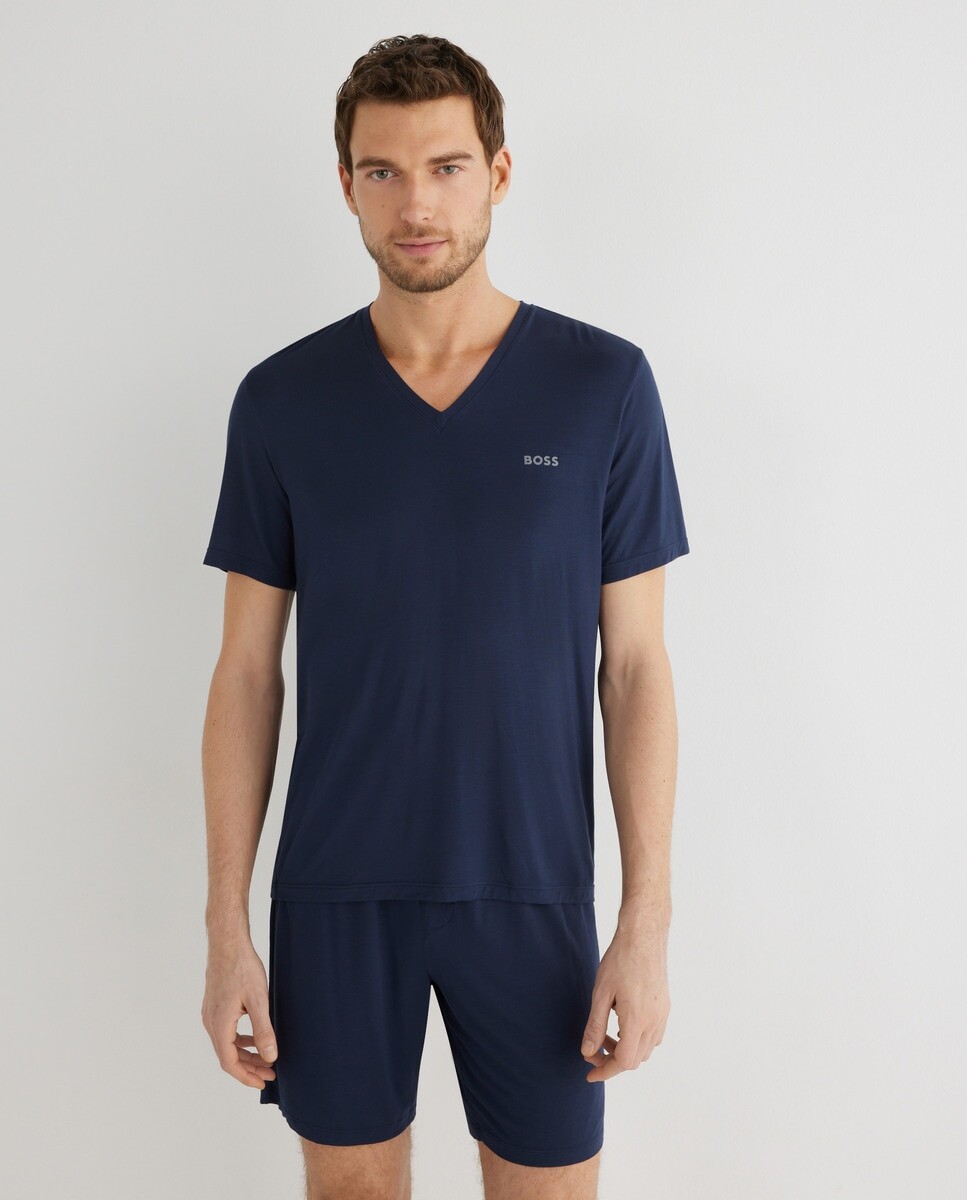Мужская пижама с короткими рукавами синего цвета из микромодала Boss, темно-синий
Мужская пижама с короткими рукавами синего цвета из микромодала Boss, темно-синий