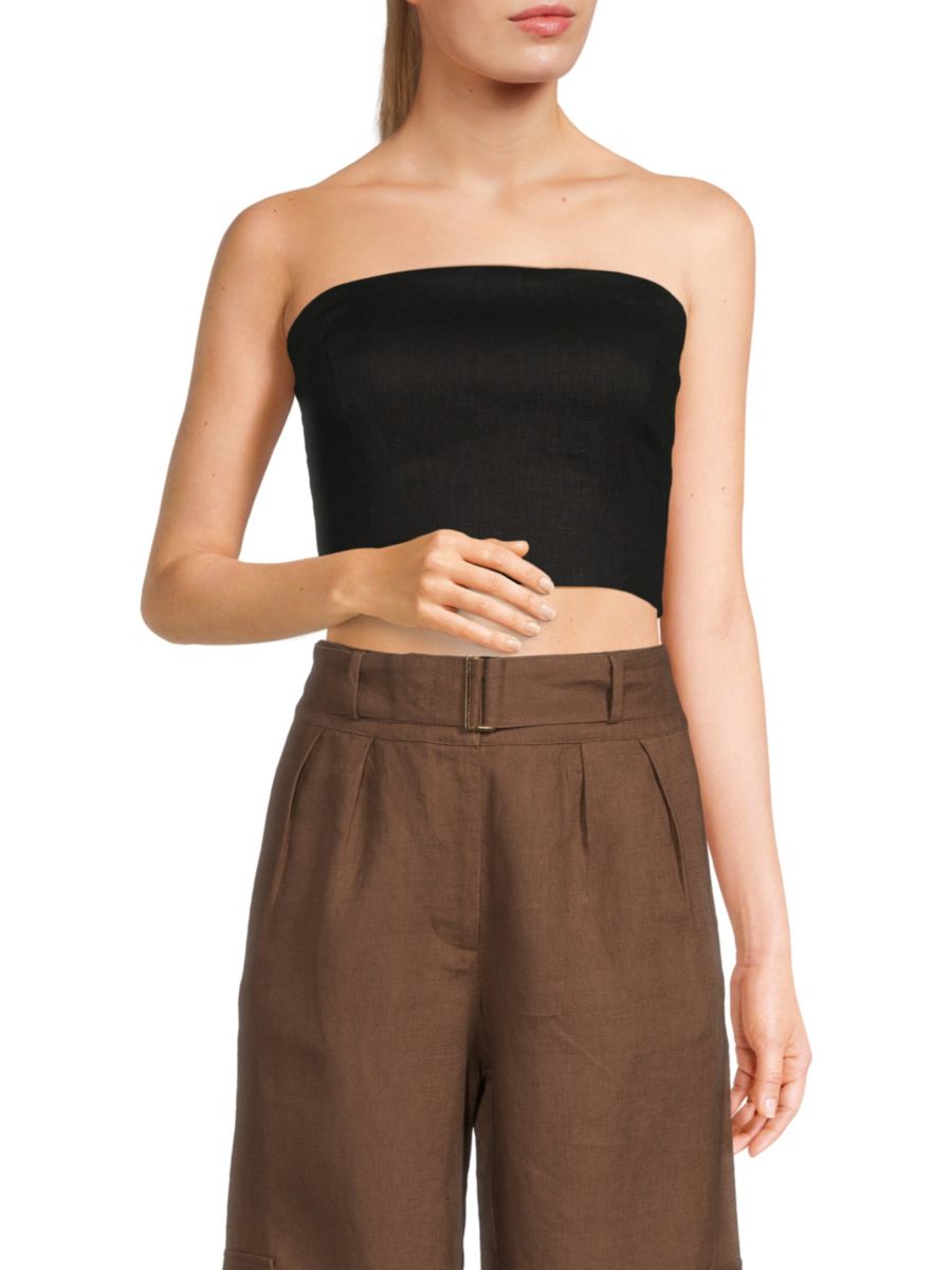 Укороченный льняной топ-труба Jaclyn Bandeau Hevron, черный
Укороченный льняной топ-труба Jaclyn Bandeau Hevron, черный