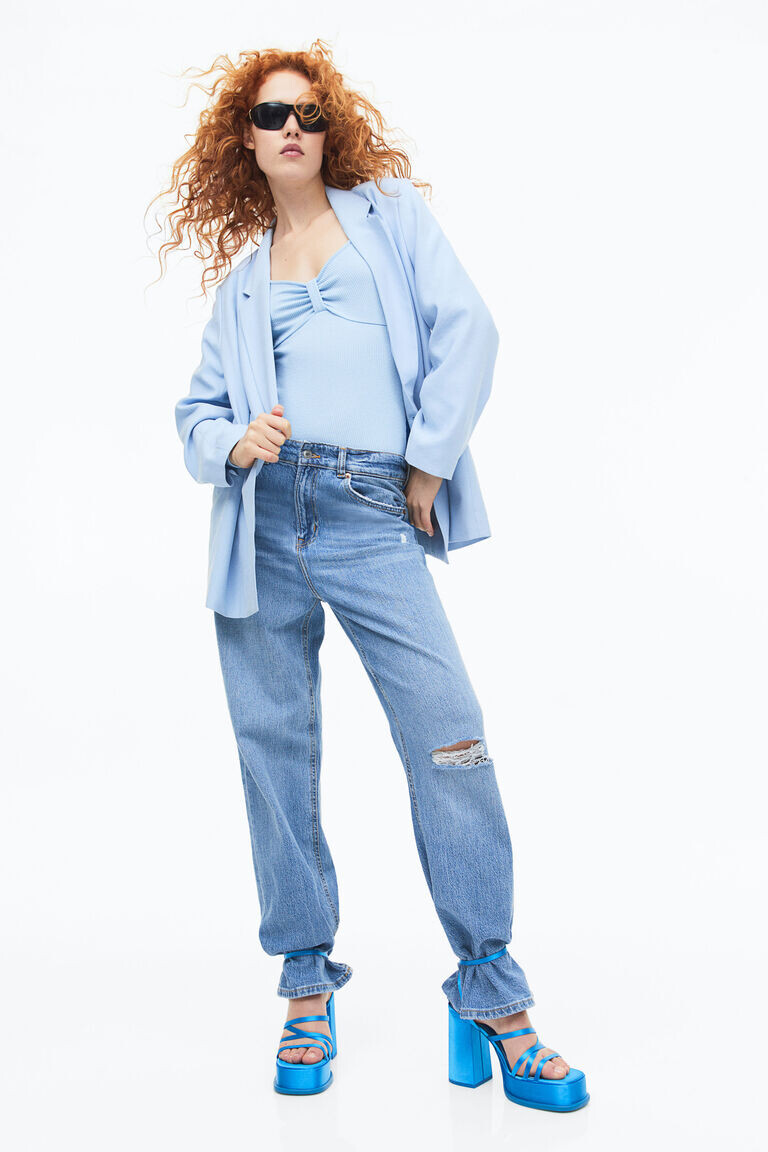 Боди из ребристого джерси H&M, синий 
Боди из ребристого джерси H&M, синий