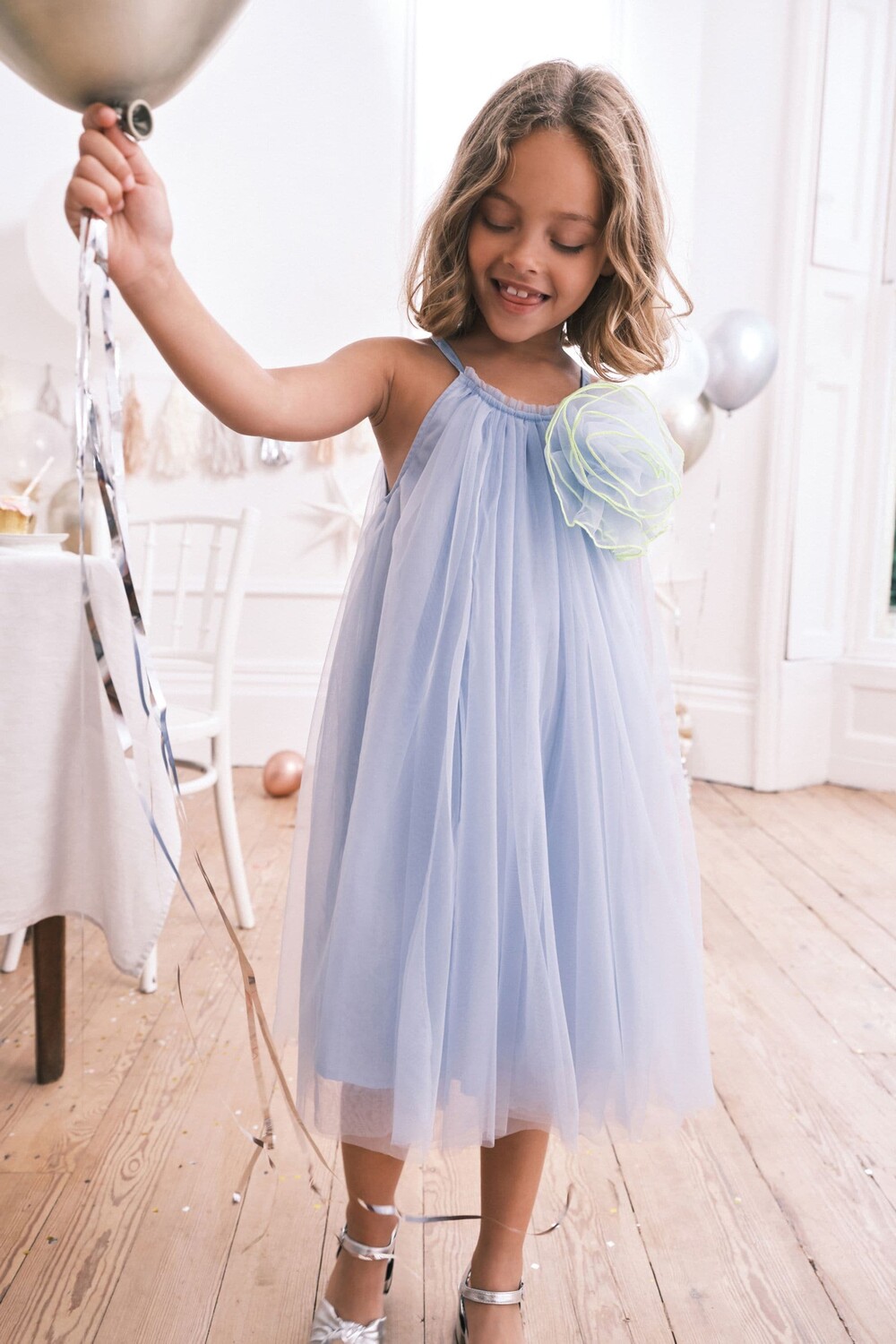 Платье из сетки с цветочным принтом (3–16 лет) Next, синий 
Платье из сетки с цветочным принтом (3–16 лет) Next, синий