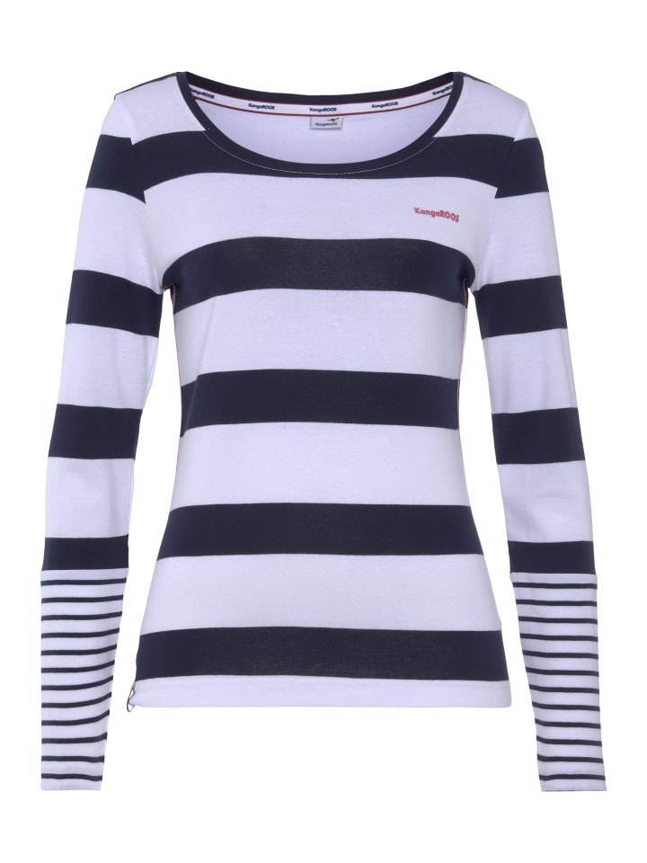 Рубашка с длинными рукавами темно-синего и белого цветов Kangaroos
Рубашка с длинными рукавами темно-синего и белого цветов Kangaroos