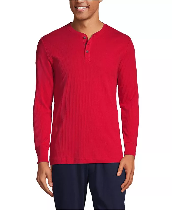 Пижама-хенли Big & Tall с вязаным рубчиком Lands' End, красный 
Пижама-хенли Big & Tall с вязаным рубчиком Lands' End, красный