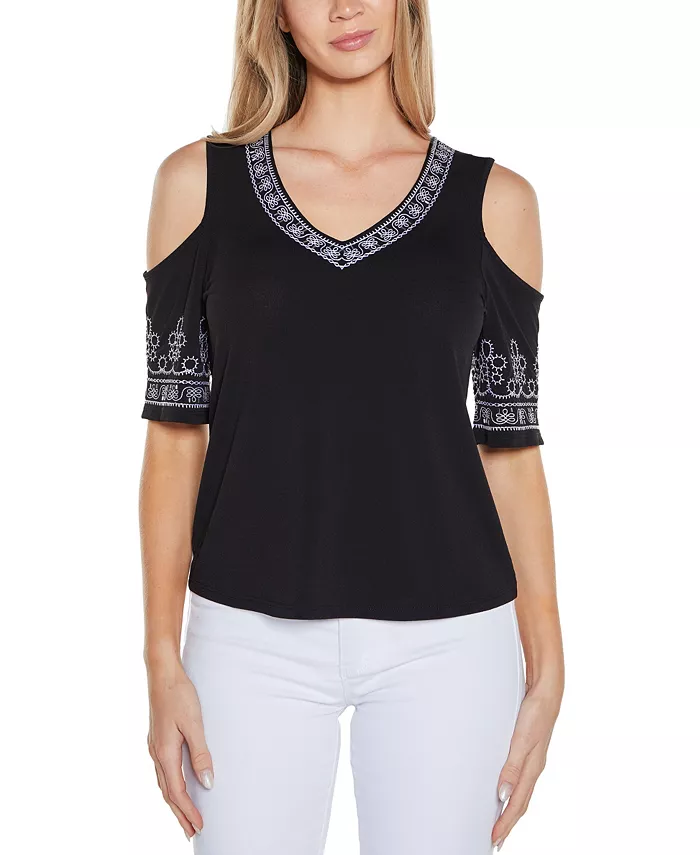 Женский вязаный топ с вышивкой и открытыми плечами Belldini, черный
Женский вязаный топ с вышивкой и открытыми плечами Belldini, черный