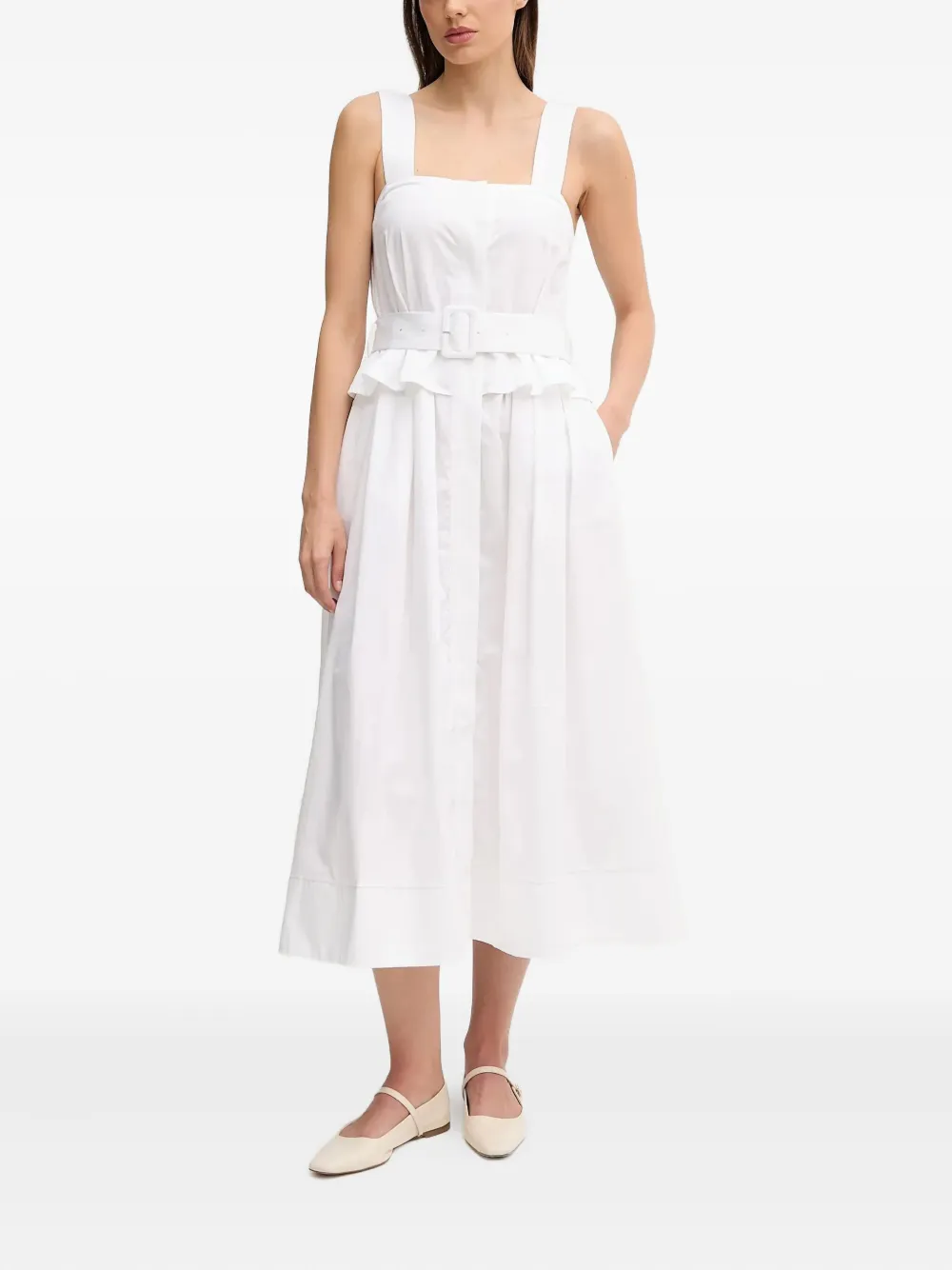 Платье миди с поясом и квадратным вырезом Pedro Del Hierro, белый
Платье миди с поясом и квадратным вырезом Pedro Del Hierro, белый