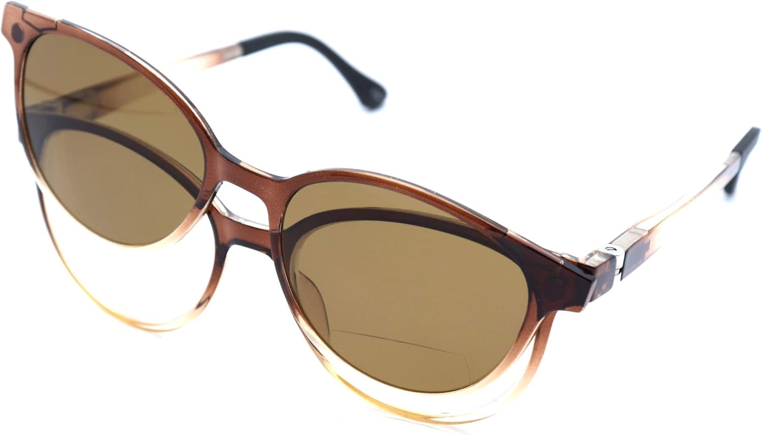 Очки ColorViper с прозрачными бифокальными линзами + поляризованные очки с магнитным креплением = поляризованные солнцезащитные очки COLOR VIPER, C1 Shiny Brown Fade / Clear Bifocal + Polarized Clip on
Очки ColorViper с прозрачными бифокальными линзами + поляризованные очки с магнитным креплением = поляризованные солнцезащитные очки COLOR VIPER, C1 Shiny Brown Fade / Clear Bifocal + Polarized Clip on