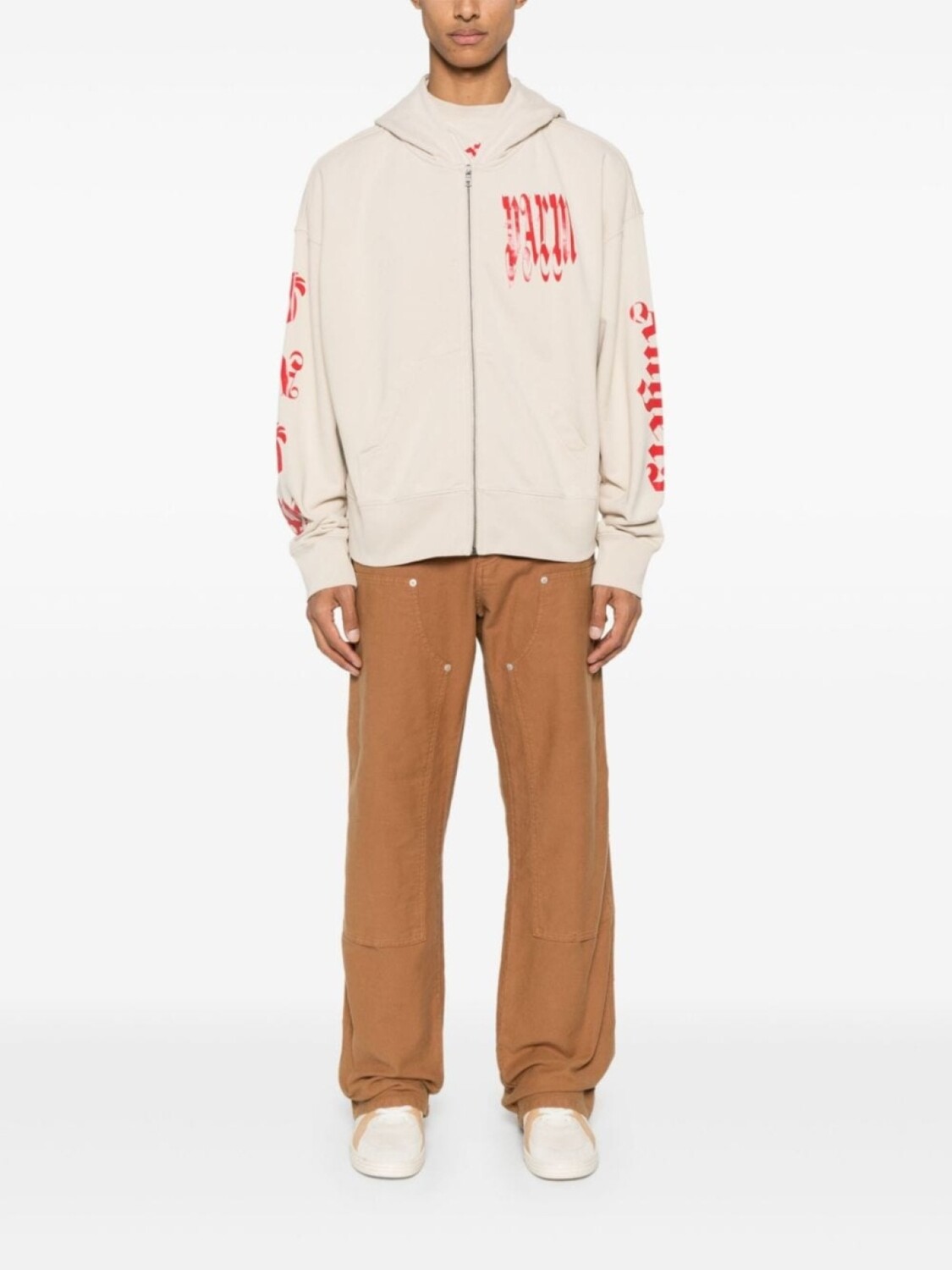 Худи на молнии с логотипом Palm Angels, бежевый
Худи на молнии с логотипом Palm Angels, бежевый