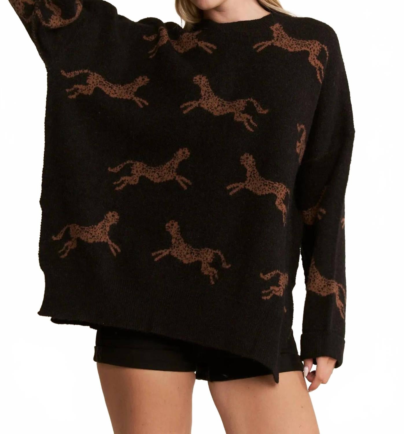 Женский вязаный свитер с рисунком гепарда, черный Jade By Jane, черный
Женский вязаный свитер с рисунком гепарда, черный Jade By Jane, черный