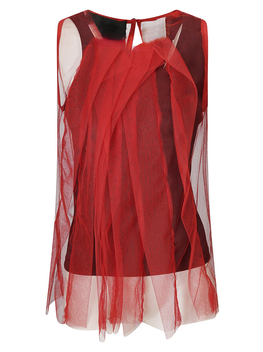 Хлопковый топ без рукавов с контрастным тюлевым покрытием Maria Calderara, красный
Хлопковый топ без рукавов с контрастным тюлевым покрытием Maria Calderara, красный