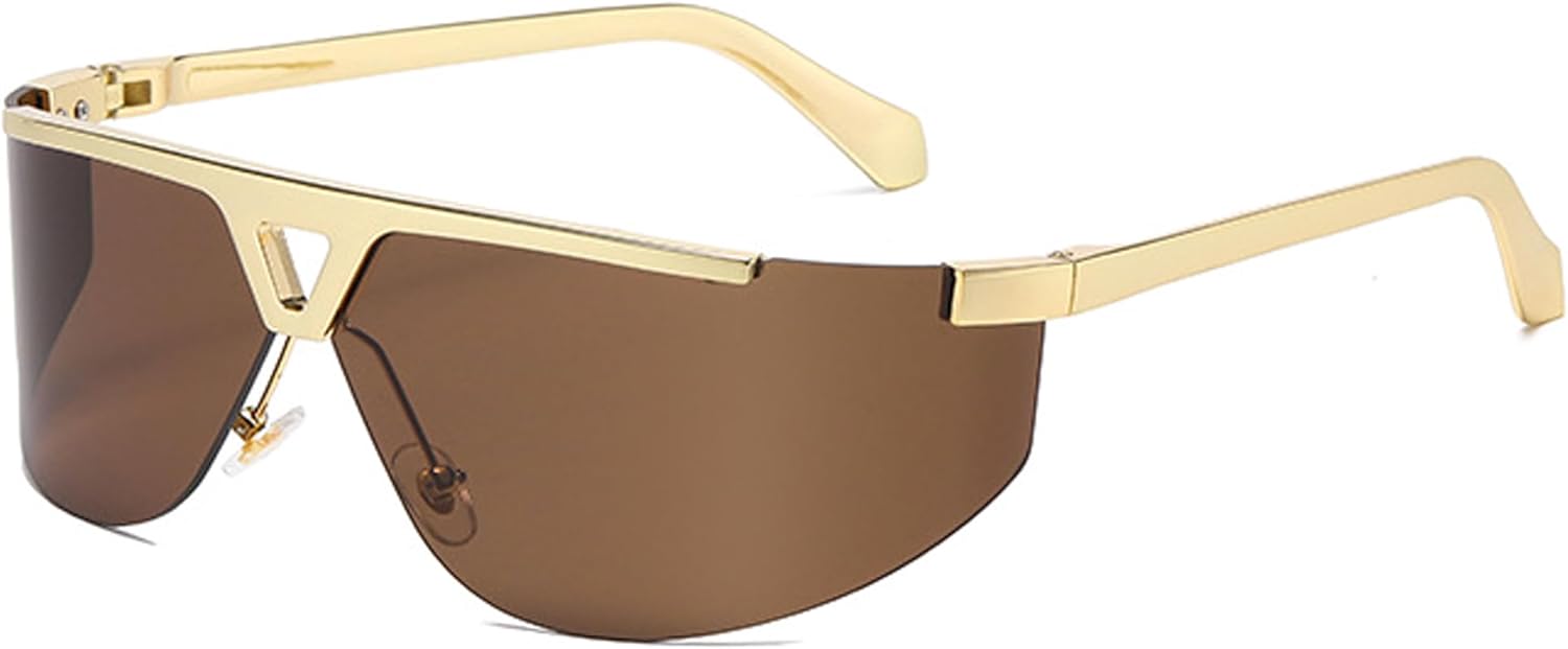 Солнцезащитные очки Bullabulling без оправы в стиле Y2K для мужчин и женщин. Модные, тонкие, с плоской верхней частью, футуристические солнцезащитные очки-щитки, Gold Tea
Солнцезащитные очки Bullabulling без оправы в стиле Y2K для мужчин и женщин. Модные, тонкие, с плоской верхней частью, футуристические солнцезащитные очки-щитки, Gold Tea