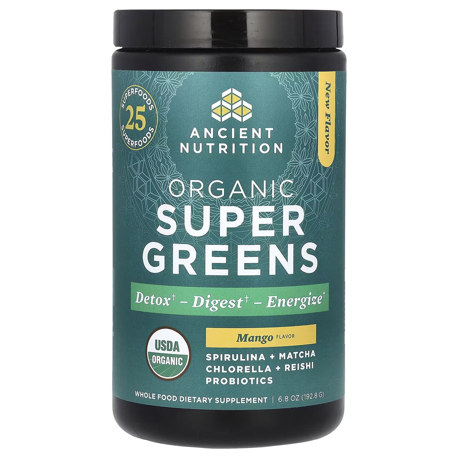 Organic SuperGreens, манго, 6,8 унции (192,8 г) Ancient Nutrition 
Organic SuperGreens, манго, 6,8 унции (192,8 г) Ancient Nutrition