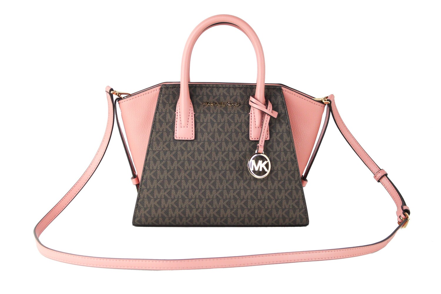 Сумка-портфель через плечо Avril Small Signature из кожи с застежкой-молнией (цвет Sunset Rose/Brown Signature) Michael Kors
Сумка-портфель через плечо Avril Small Signature из кожи с застежкой-молнией (цвет Sunset Rose/Brown Signature) Michael Kors