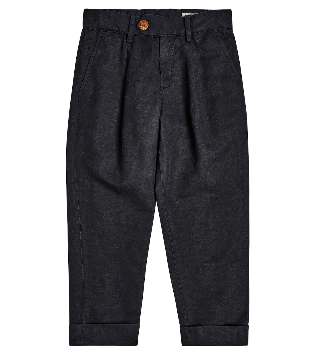 Брюки из льна и хлопка Brunello Cucinelli Kids, темно-синий 
Брюки из льна и хлопка Brunello Cucinelli Kids, темно-синий