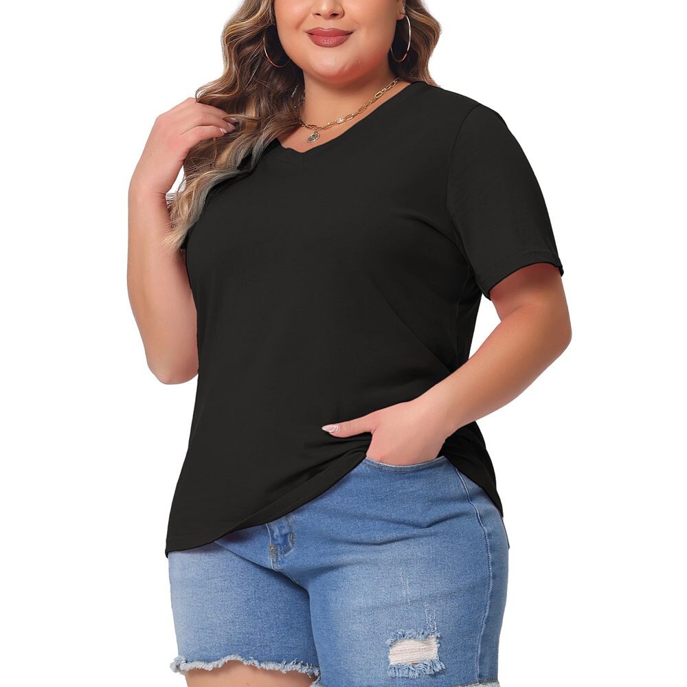 Женские футболки больших размеров с коротким рукавом и V-образным вырезом, базовые повседневные летние топы Agnes Orinda, черный
Женские футболки больших размеров с коротким рукавом и V-образным вырезом, базовые повседневные летние топы Agnes Orinda, черный