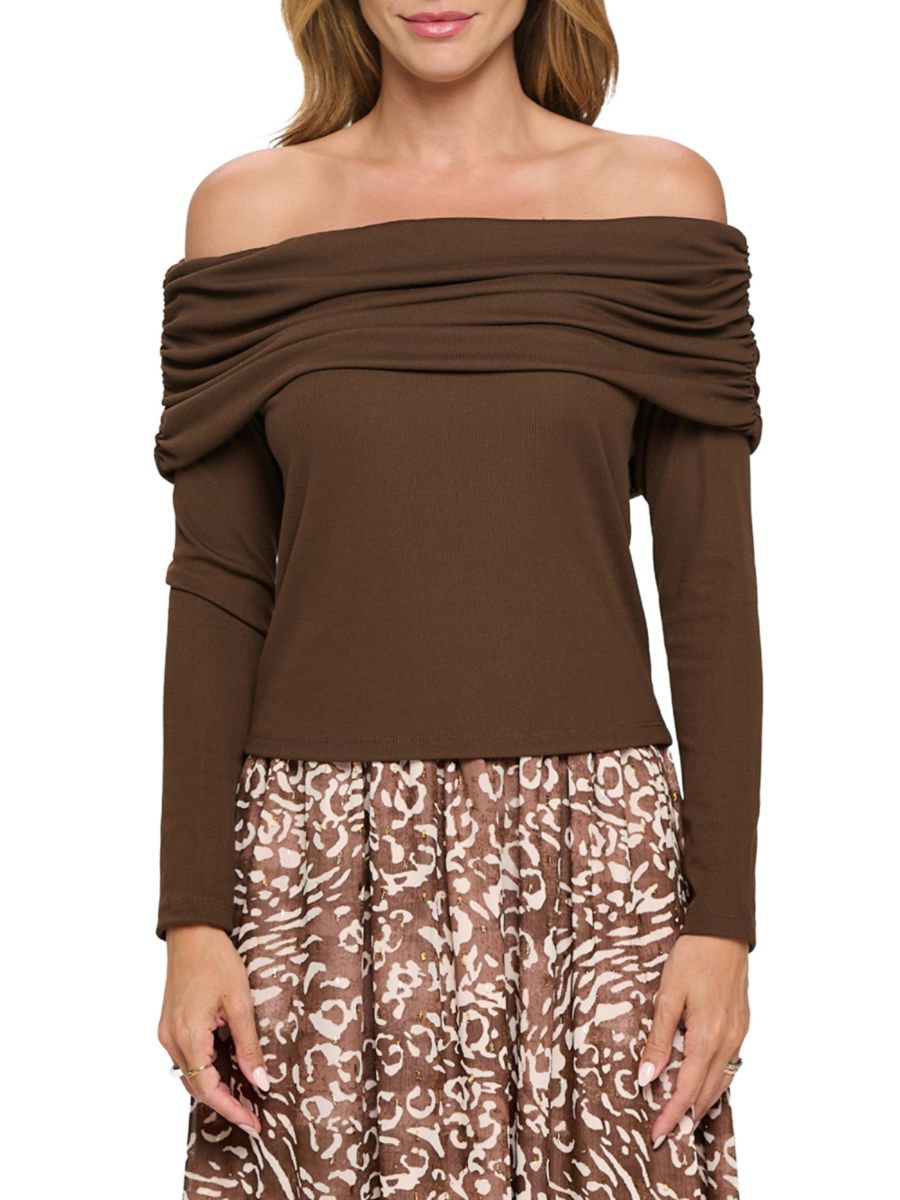 Ребристый топ с открытыми плечами Renee C., цвет Chocolate
Ребристый топ с открытыми плечами Renee C., цвет Chocolate