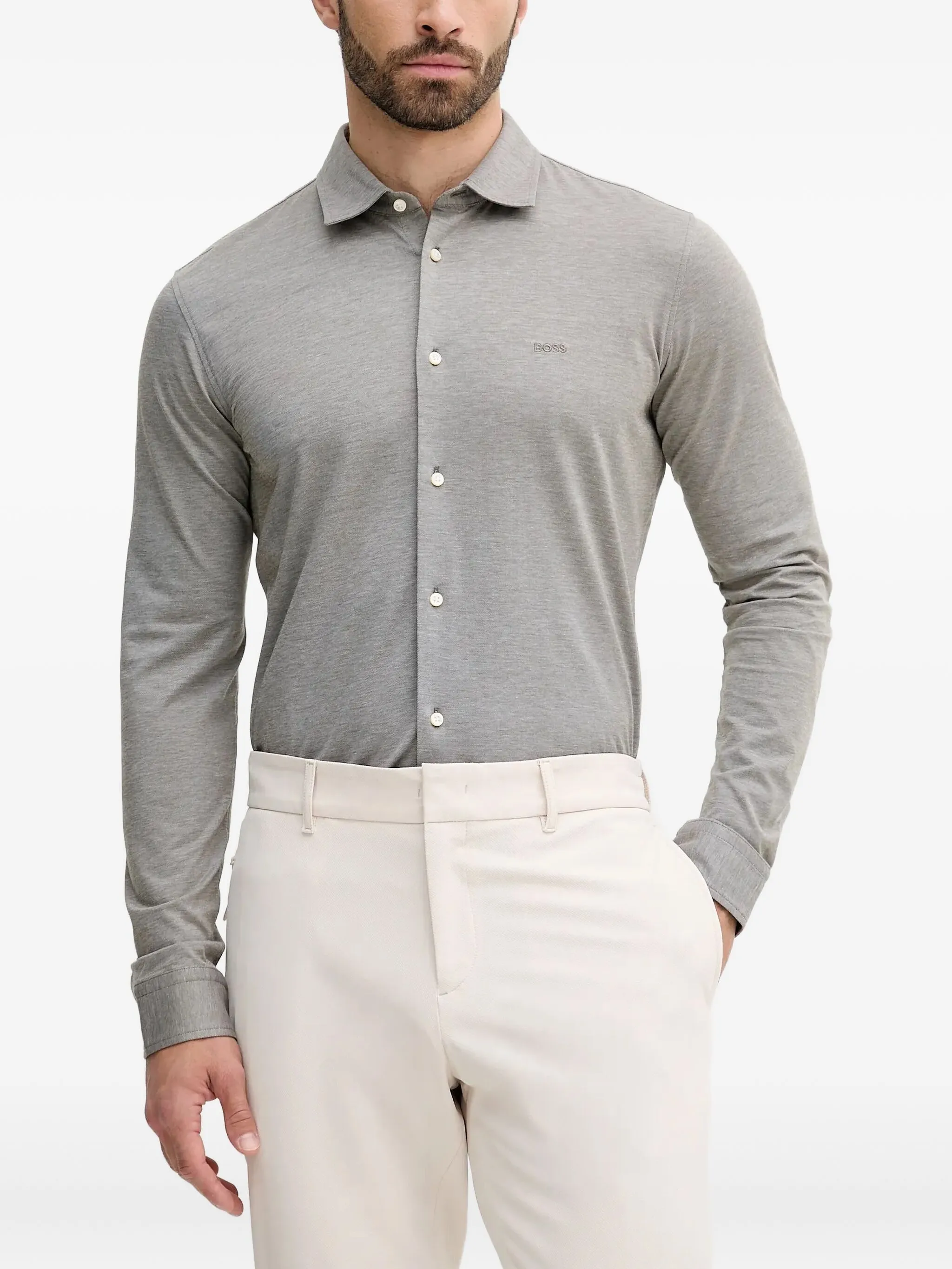 Рубашка с вышитым логотипом Boss, зеленый
Рубашка с вышитым логотипом Boss, зеленый