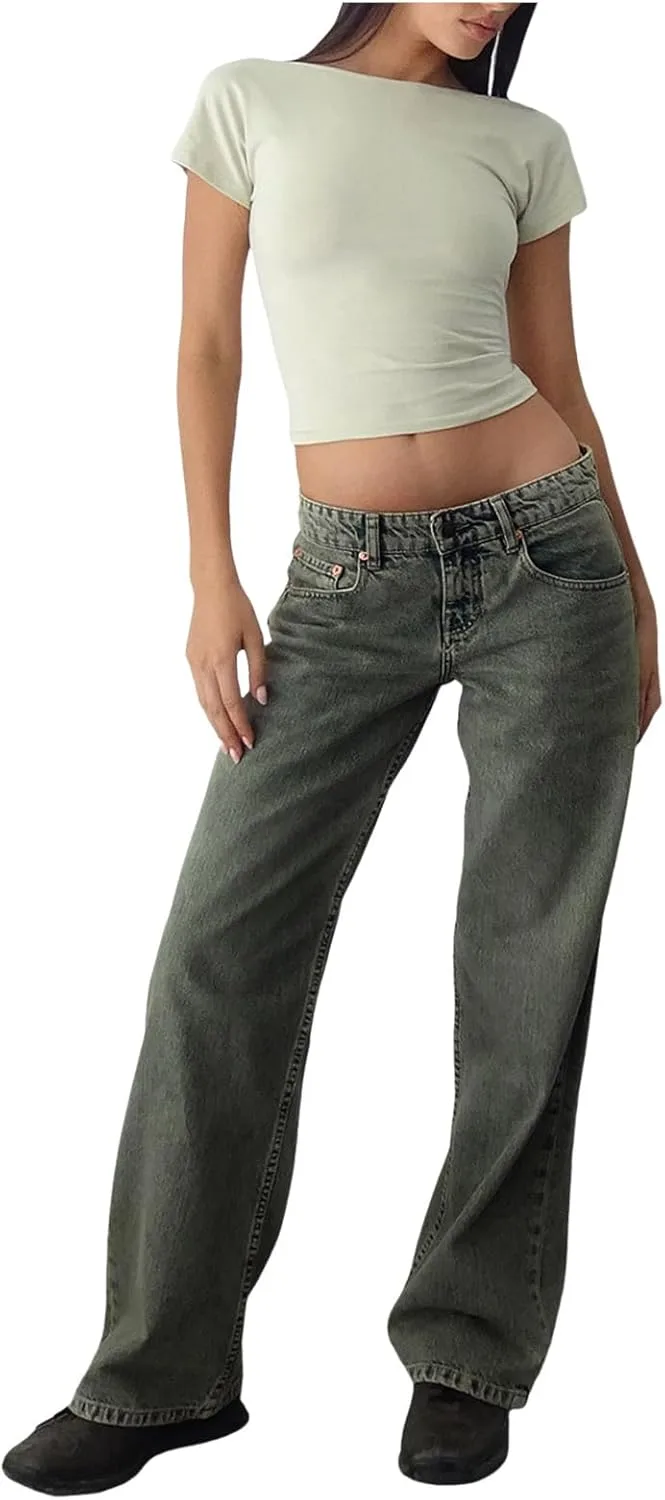 Женские джинсы Wide Leg High Waisted с пуговицами, Stretchy, Straight Leg
Женские джинсы Wide Leg High Waisted с пуговицами, Stretchy, Straight Leg