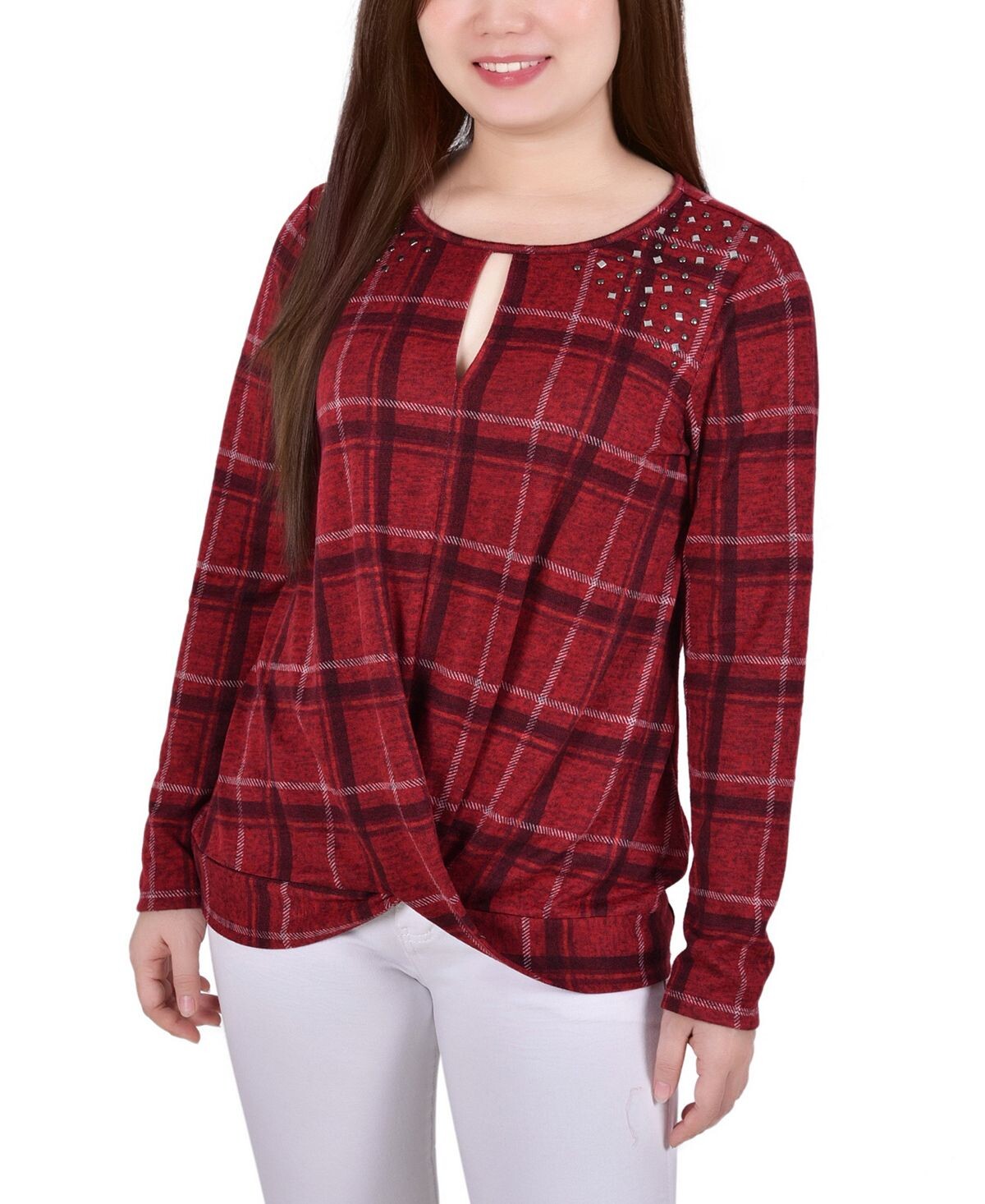 Миниатюрный вязаный топ с длинными рукавами и заклепками NY Collection
Миниатюрный вязаный топ с длинными рукавами и заклепками NY Collection