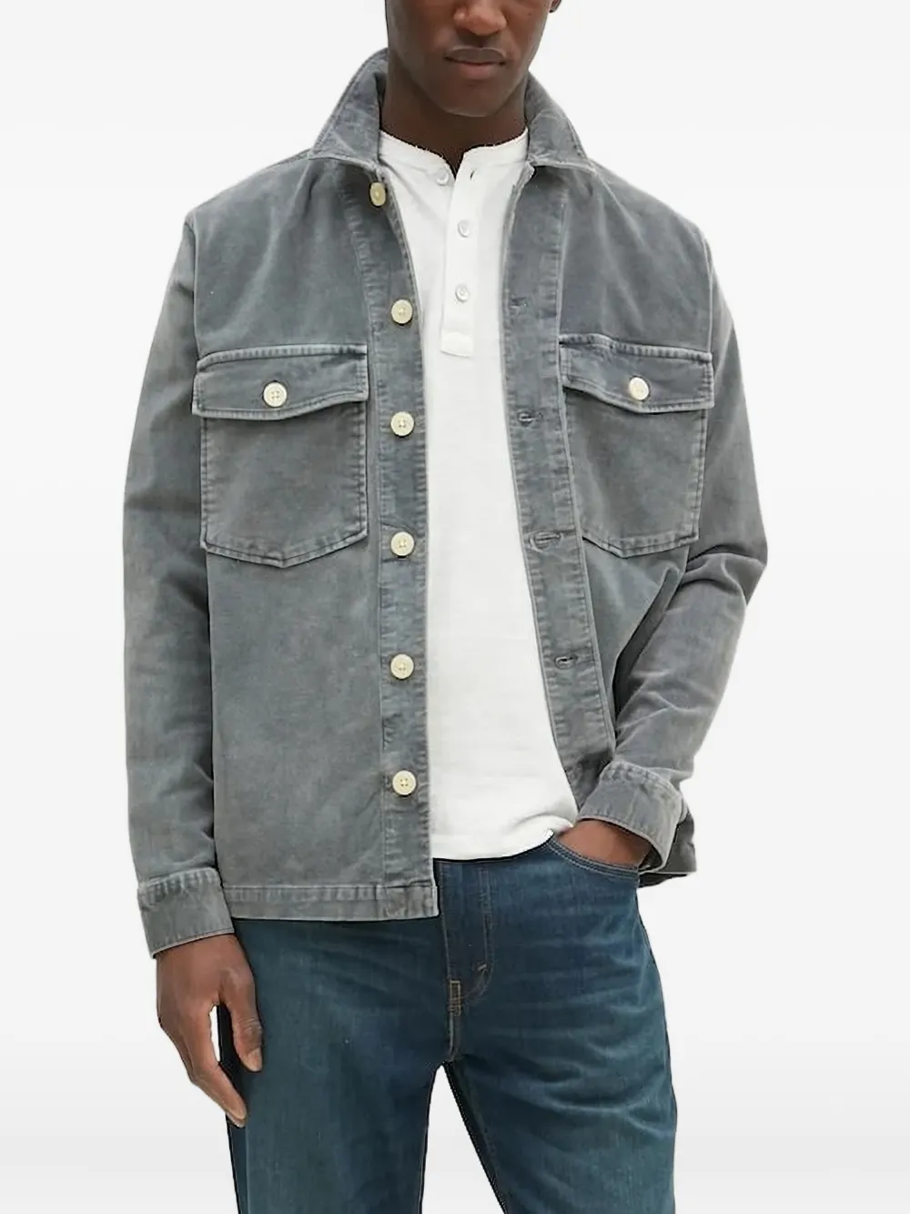 Куртка-рубашка на пуговицах Allsaints, синий 
Куртка-рубашка на пуговицах Allsaints, синий